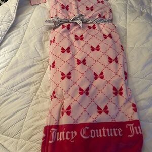 Juicy Couture Pink Blanket with Red Bows